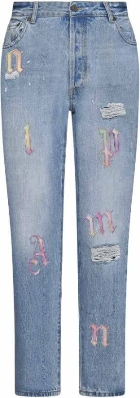 Palm Angels Slimfit-jeans Blauw Heren