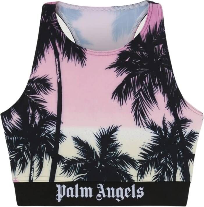 Palm Angels Roze Zonsondergang Logo Mouwloze Top Multicolor Dames