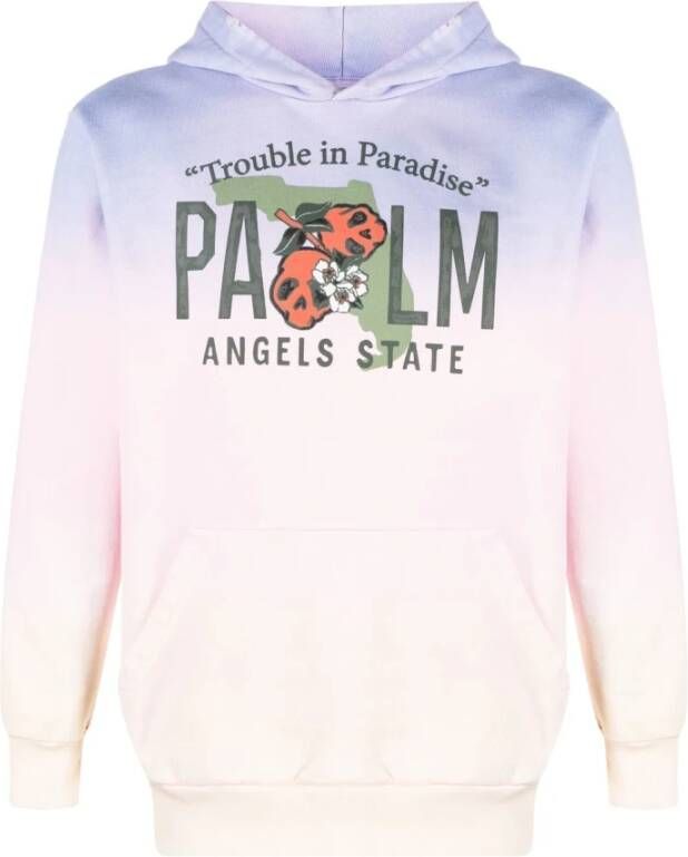 Palm Angels Spotted Logo-Print Gradient Hoodie Roze Heren