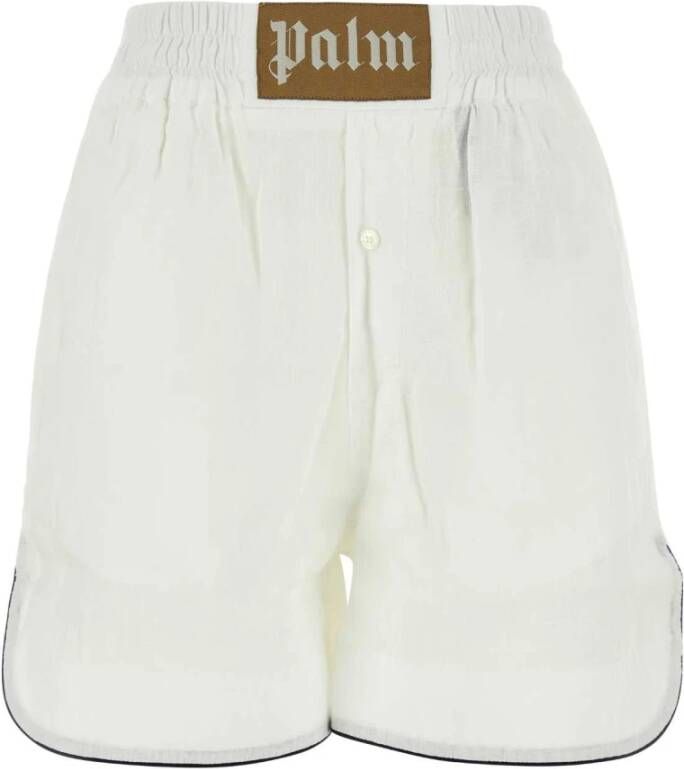 Palm Angels Stijlvolle Linnen Shorts voor Vrouwen White Dames