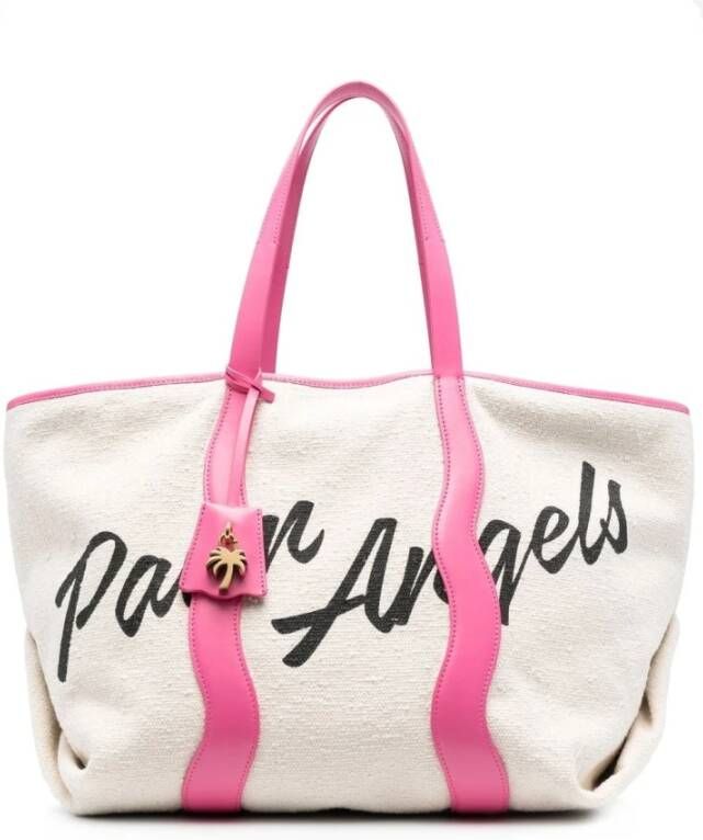 Palm Angels Stijlvolle Witte Canvas Tote Bag Wit Dames