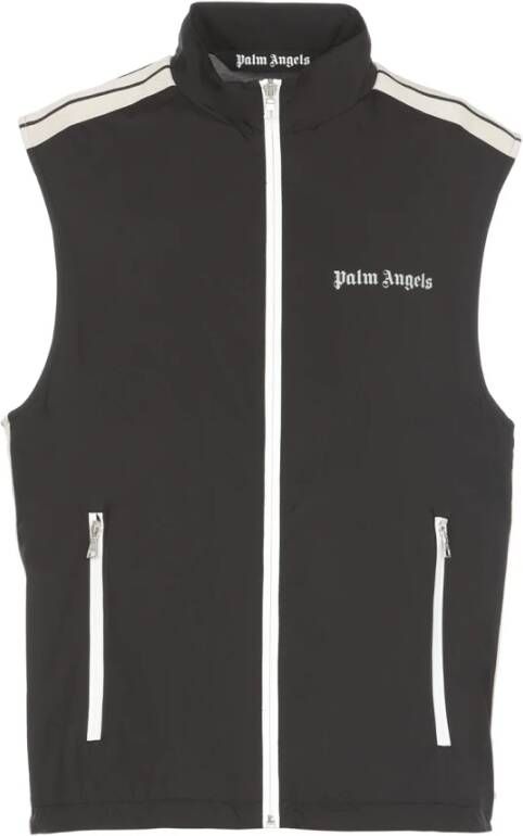Palm Angels Stijlvolle Zwarte Vest met Contrasterende Zijstrepen Zwart Heren