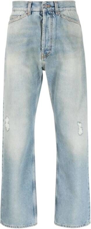 Palm Angels Lichtblauwe Distressed Straight-Leg Jeans Blue Heren