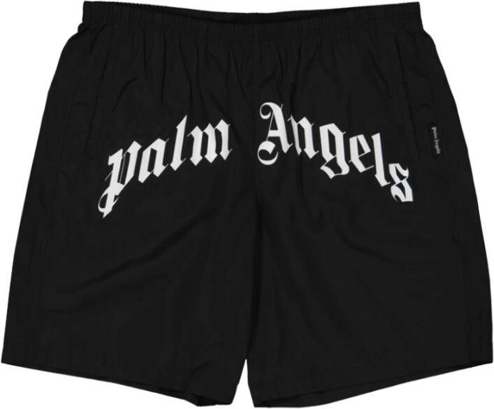 Palm Angels Zwarte gebogen logo zwembroek Black Heren