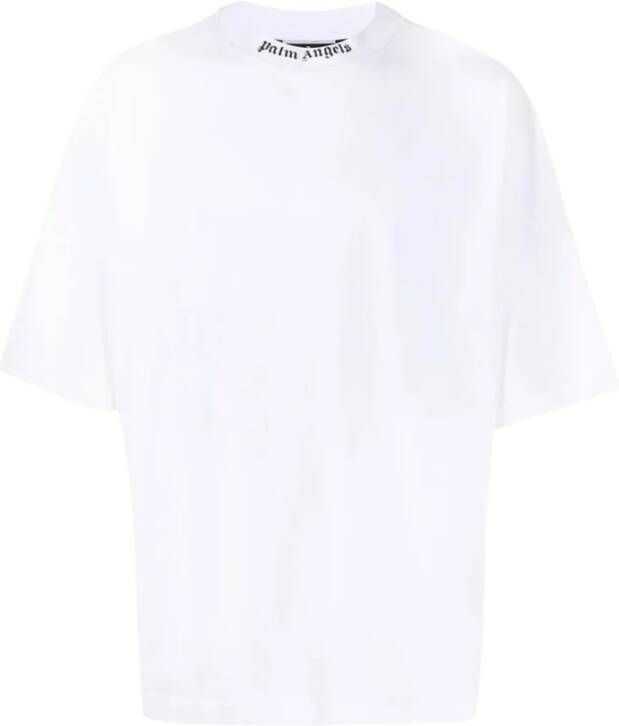 Palm Angels Streetwear Mock Neck T-Shirt White Heren