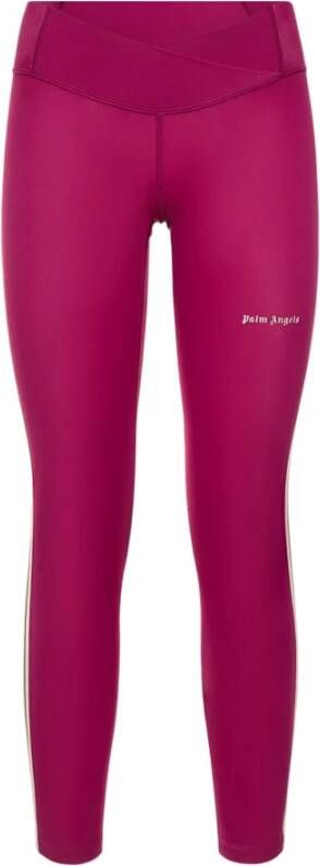 Palm Angels Stretch Jersey Leggings met Logo Print Purple Dames