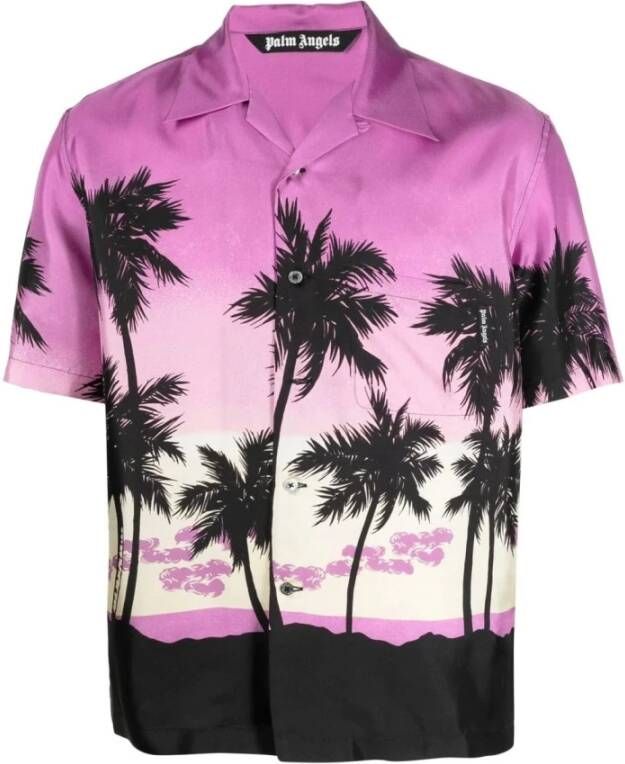 Palm Angels Sunset Bowling Shirt Roze Heren