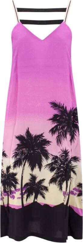 Palm Angels Sunset Print Maxi Jurk Purple Dames