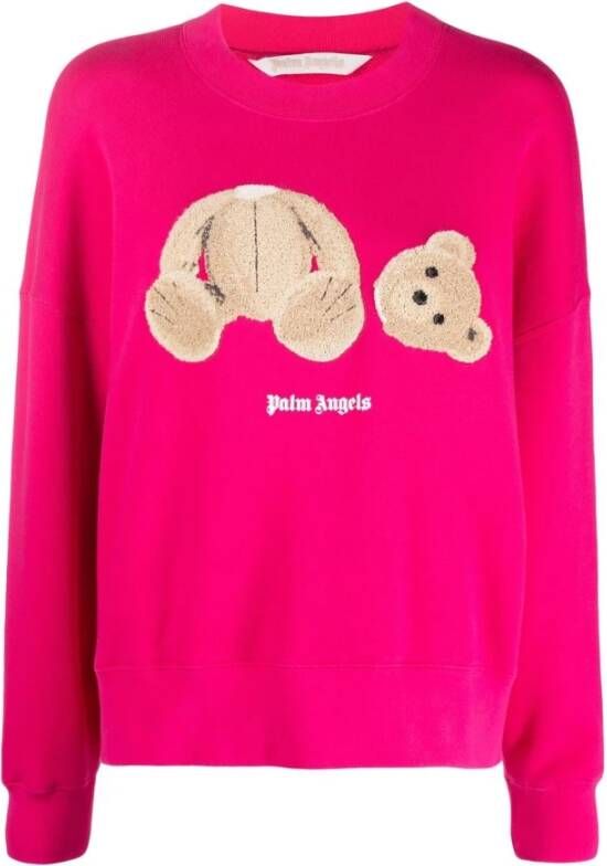 Palm Angels Sweater met teddybeerprint FUCHSIA BROWN