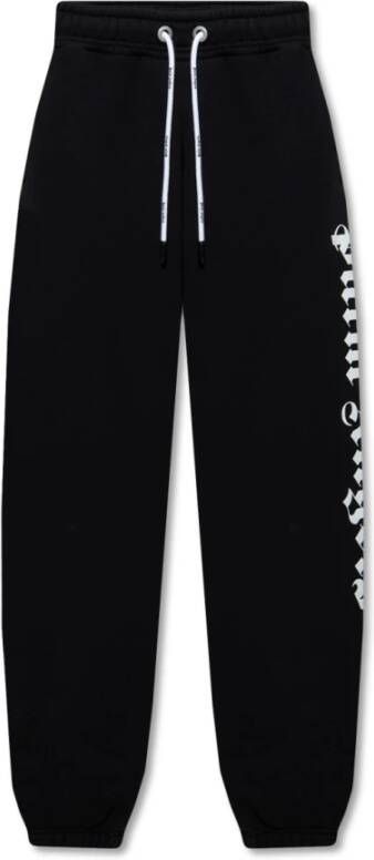 Palm Angels Sweatpants van textuurkatoen met elastische tailleband Zwart Heren