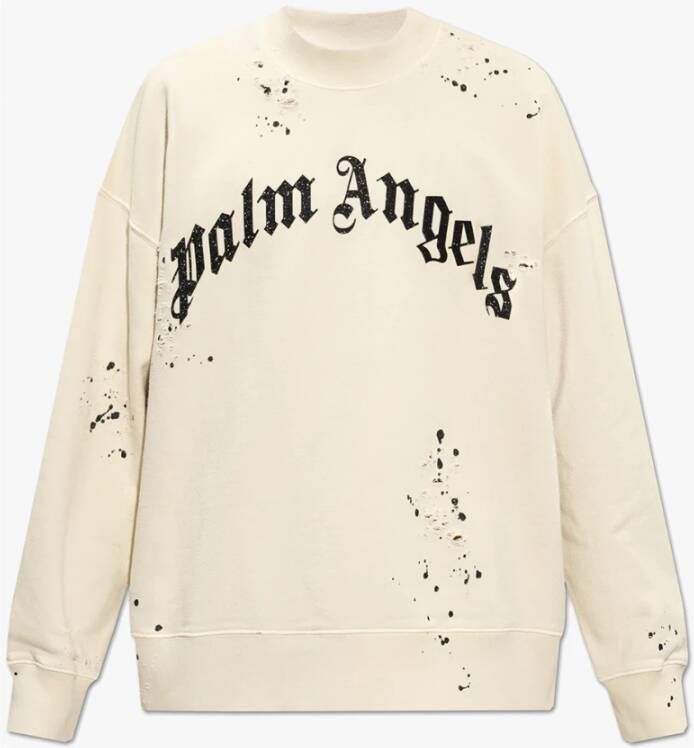 Palm Angels Sweatshirt met logo Beige Heren
