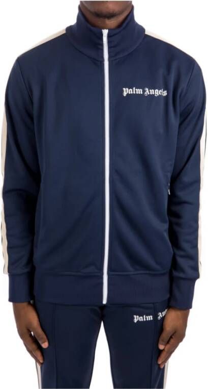 Palm Angels Sweatshirt met ritssluiting en logo Blauw Heren