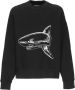 Palm Angels Zwarte katoenen sweatshirt met gespleten haaienborduursel Zwart Heren - Thumbnail 1