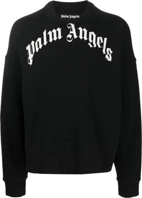 Palm Angels Trainingsshirt Zwarte Katoenen Sweatshirt met Bedrukte Capuchon Zwart Heren