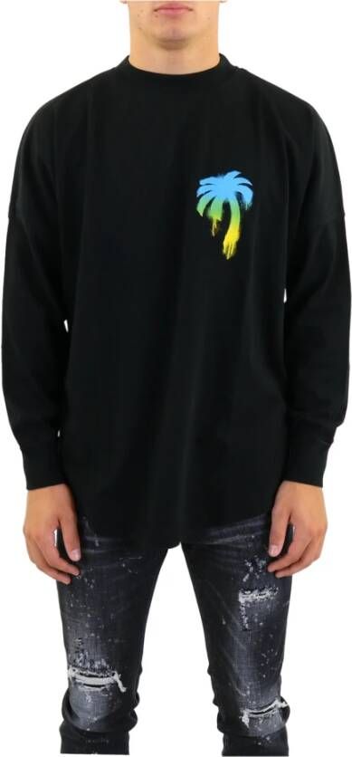 Palm Angels Comfortabele en stijlvolle Sprayed Palm Logo Sweatshirt Black Heren