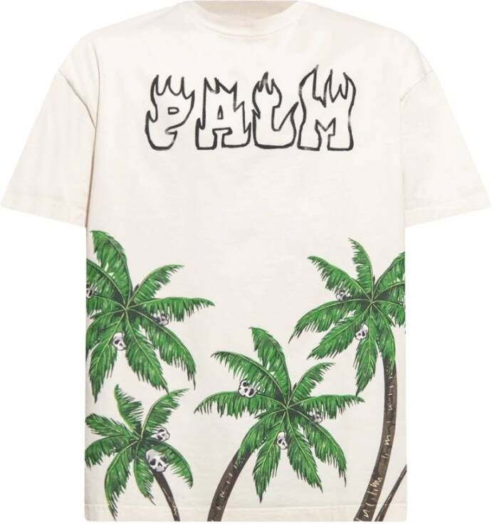 Palm Angels Vintage Palm&skull T-shirt Beige Heren