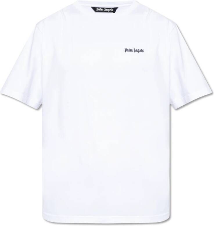 Palm Angels Witte Ribgebreide Crewneck T-shirts en Polos White