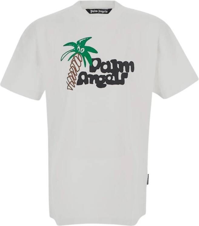Palm Angels T-shirt met schetsachtig logo White Heren