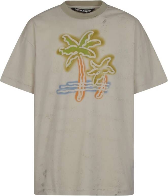 Palm Angels T-shirt met logoprint Beige - Foto 2