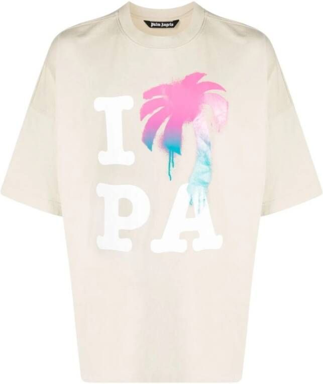 Palm Angels T-shirts Beige Heren