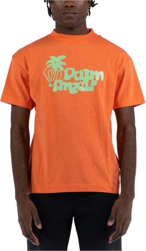 Palm Angels Gedurfde Grafische T-shirt voor Heren Orange Heren