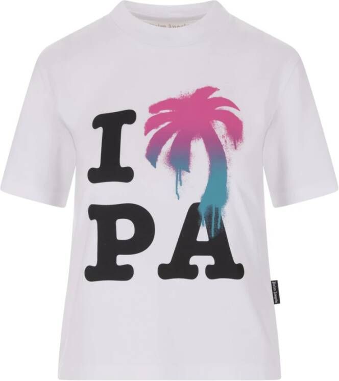 Palm Angels Witte Slim Fit T-shirt met Palm Motief voor Dames Wit Dames