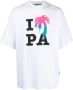 Palm Angels Wit Katoenen T-Shirt met I Love Pa Print Wit Heren - Thumbnail 1
