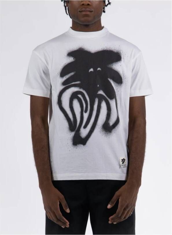Palm Angels Grafisch Bedrukt T-Shirt met Korte Mouwen White Heren