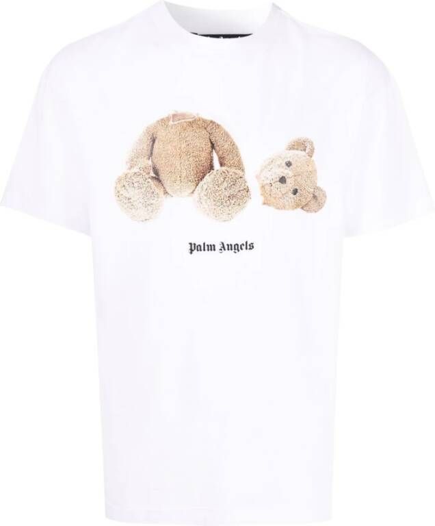 Palm Angels Klassieke PA Bear Katoenen T-shirt White Heren