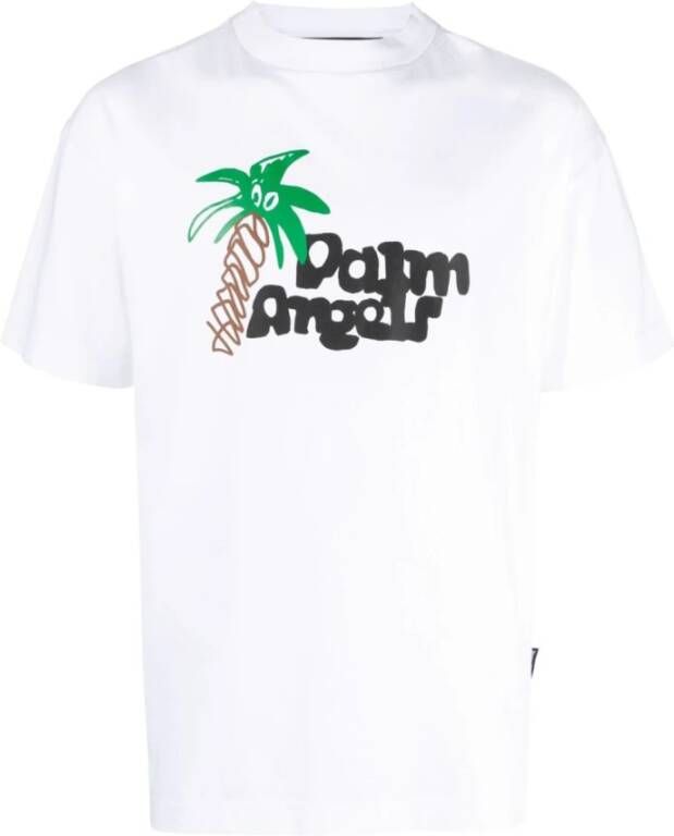 Palm Angels Sketchy-Print Katoenen T-Shirt White Heren