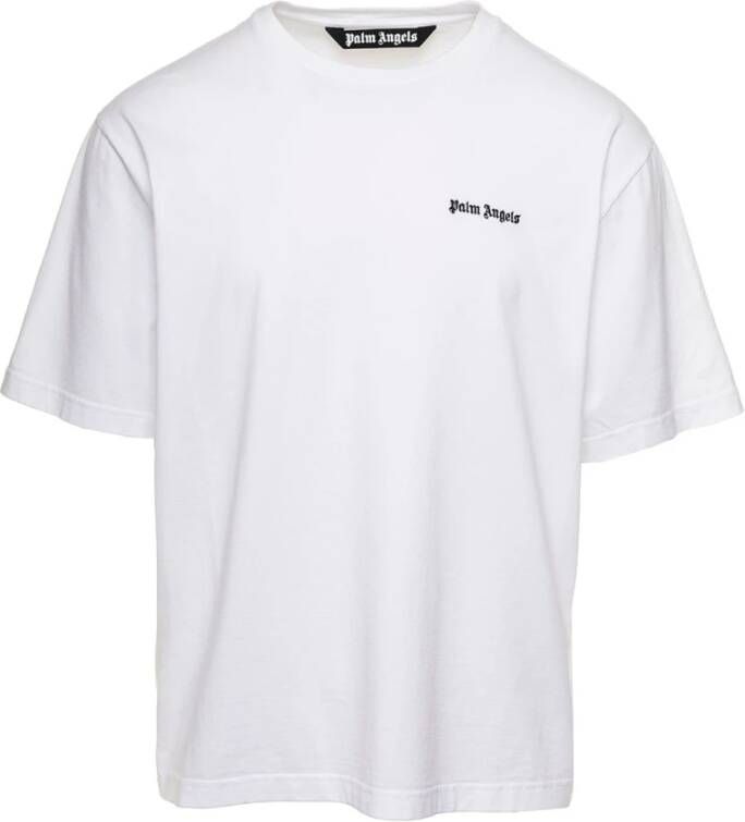 Palm Angels Witte Ribgebreide Crewneck T-shirts en Polos White