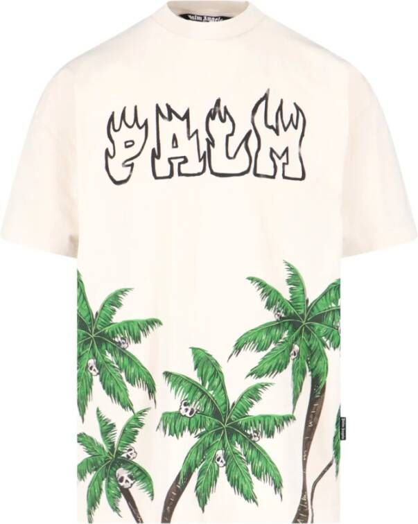 Palm Angels Vintage Palm&skull T-shirt Beige Heren