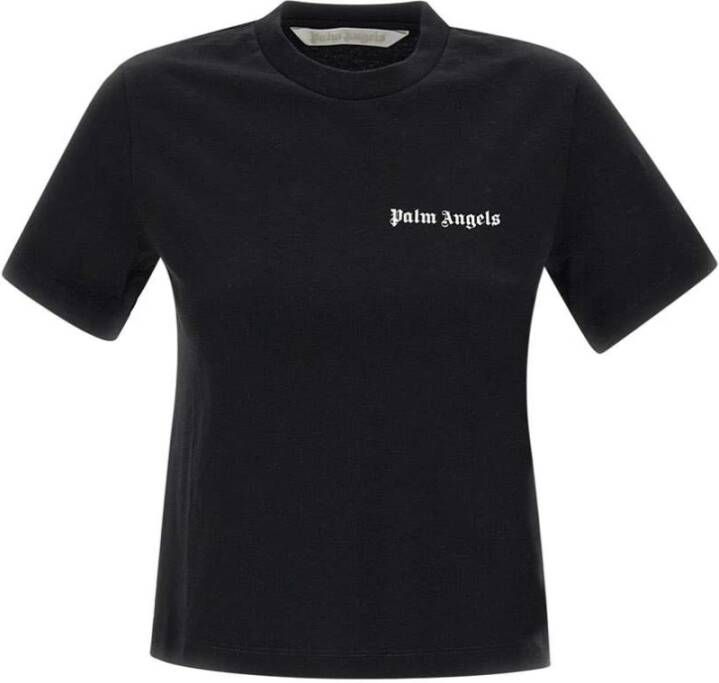 Palm Angels Contrast Logo Katoenen T-shirt Black Dames