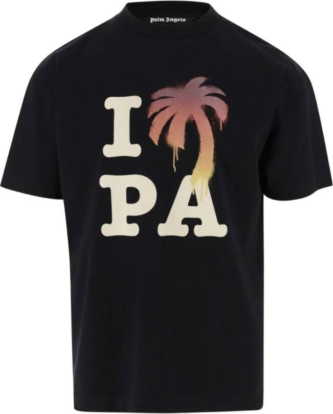 Palm Angels Logo-print Katoenen T-shirt met Grafische Print Black Heren