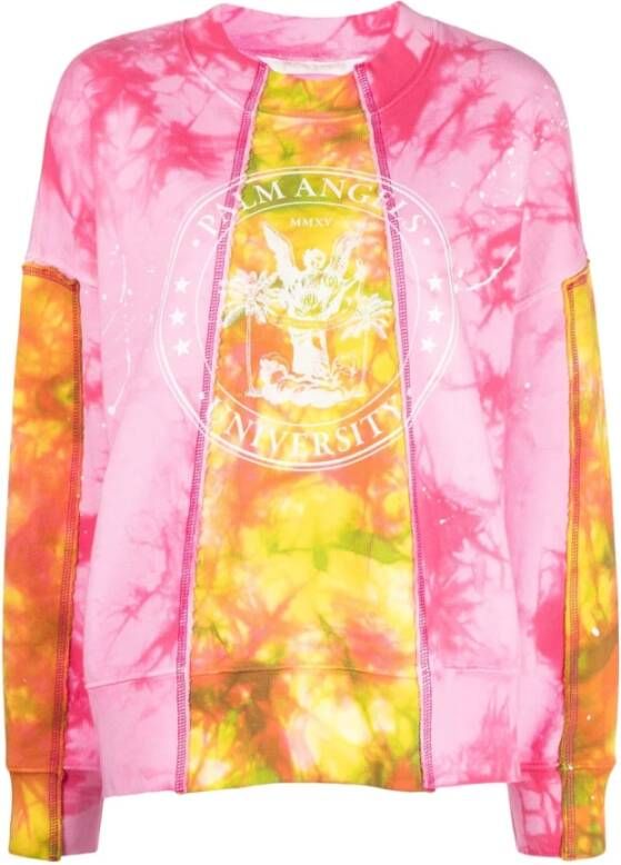 Palm Angels Tie-Dye Katoenen Trui in Fuchsia Roze Dames