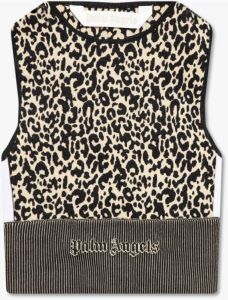 Palm Angels Top with animal motif Beige Dames