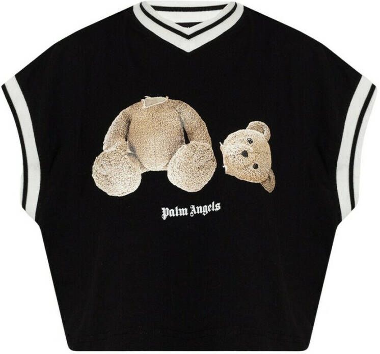Palm Angels T-shirt met beerpatroon Zwart