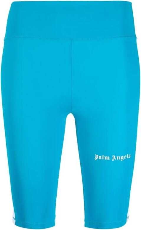 Palm Angels Fietsshorts met streep aan de zijkant Blauw