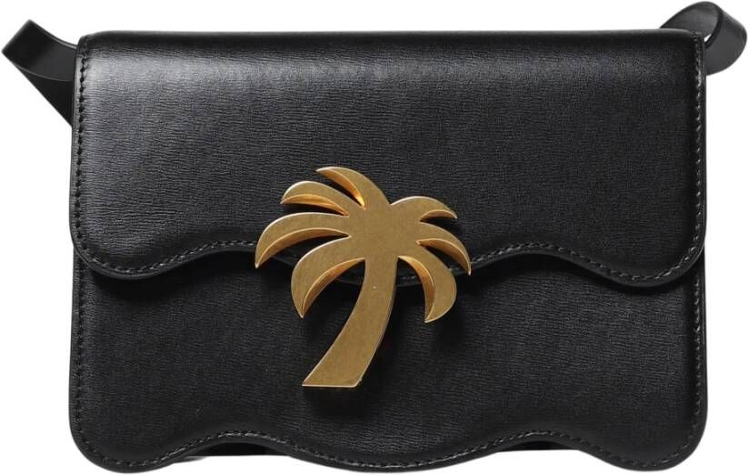 Palm Angels Crossbody tas met golvormig ontwerp en goudkleurig logo Black Dames