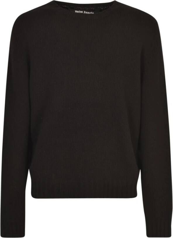 Palm Angels Zwart Wit Gebogen Logo Gebreide Kleding Black Heren