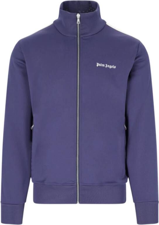 Palm Angels Logo-Print Stripe-Detail Track Jacket Blauw Heren