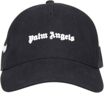 Palm Angels Zwarte Logo Cap met Appliqué Detail Brown Heren