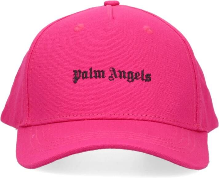 Palm Angels Fuchsia Logo Geborduurde Katoenen Hoed Pink Heren