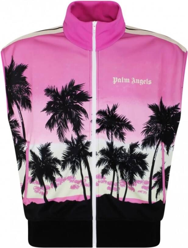 Palm Angels Paarse Mouwloze Sweatshirt met Palmboomprint Purple Heren