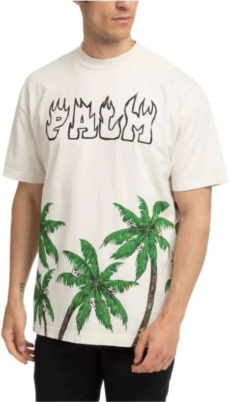 Palm Angels Vintage Palm&skull T-shirt Beige Heren
