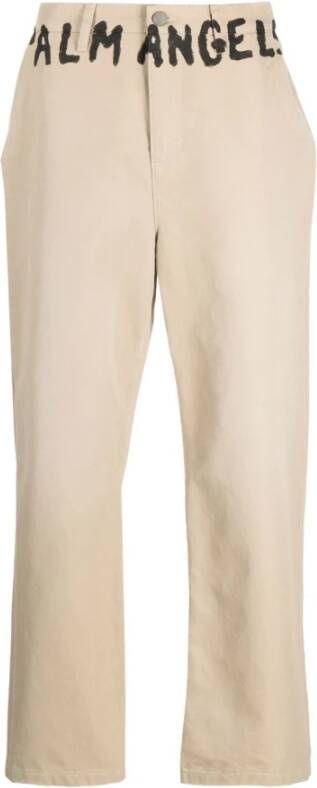 Palm Angels Straight Trousers Beige Heren