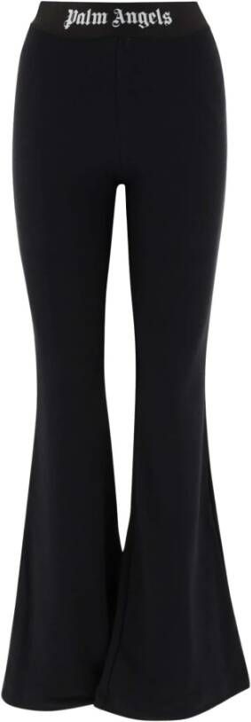 Palm Angels Zwarte broek met hoge taille en elastische tailleband Black Dames