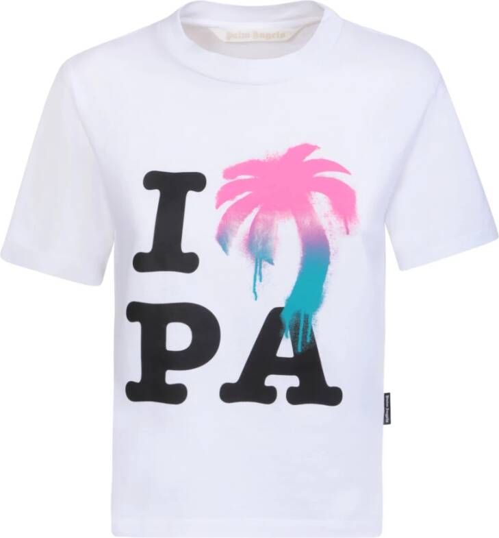 Palm Angels Wit Grafisch Print T-Shirt voor Vrouwen White Dames