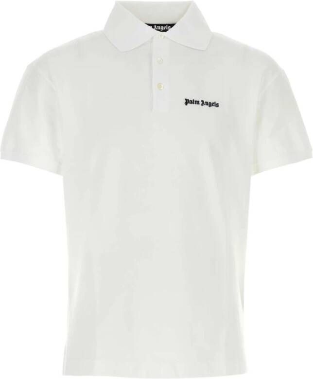 Palm Angels Wit Piquet Polo Shirt Klassieke Stijl White Heren