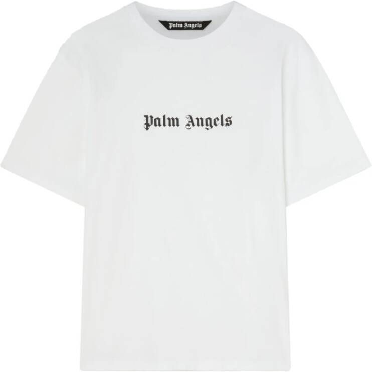 Palm Angels Wit Zwart Classic Logo Slim Tee White Heren